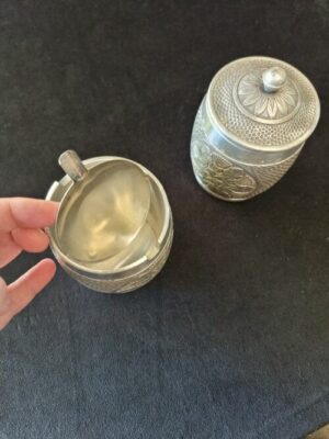 Pewter Ash Dish and Container with Lids