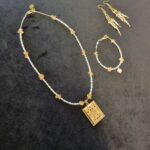 Allah Gold Citrine Gem Pearls Necklace Set
