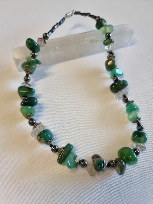 Aventurine Quartz Hematite Crystal bead Necklace