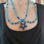 Blue Handmade Cats Eye Glass Bead Star Necklace