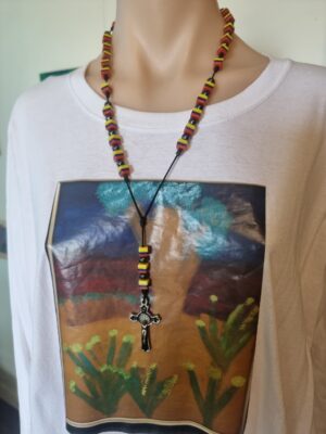 Hematite Resin Cube Crucifix Necklace