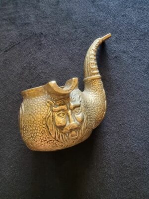 Pipe Antique Brass Lion Face Ash Tray