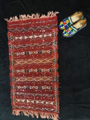 Red Moroccan Berber Handwoven Mat