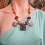 Berber Red Coral Vintage Franc Coin Necklace