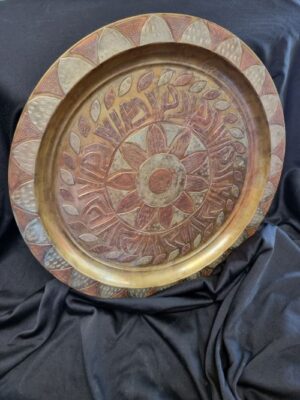 Copper Silver Inlay Antique Arabic Tray