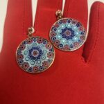 Millefiori Glass Sterling Silver Stud Earrings