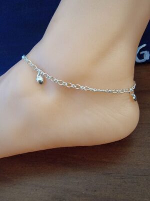 Figaro Hearts Sterling Silver Anklet