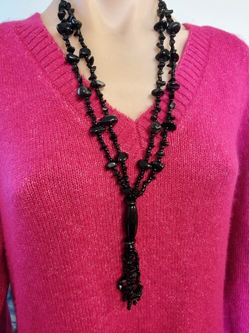 Black Obsidian Beaded Necklace