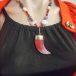 Red Quartz Tooth & Pearl Beaded Necklace Set