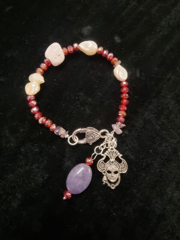 Red Quartz Tooth & Pearl Beaded Necklace Set