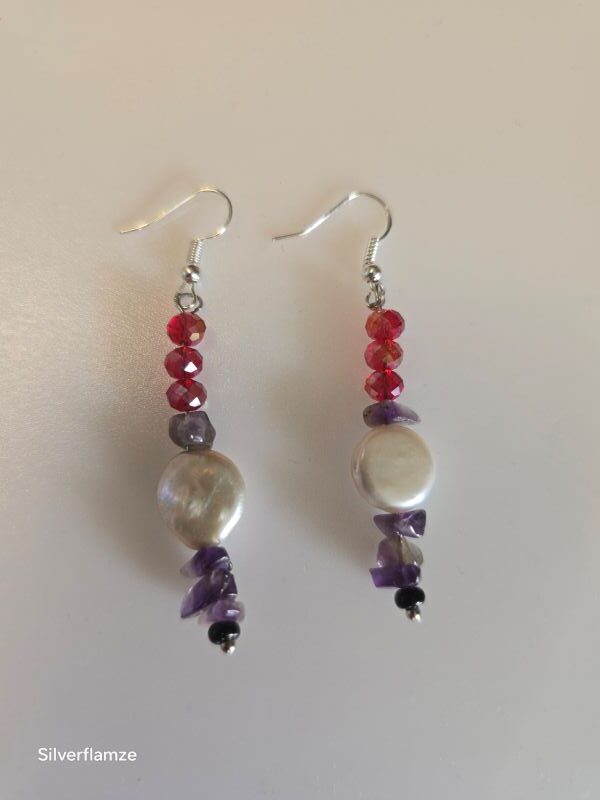 Red Quartz Tooth & Pearl Beaded Necklace Set