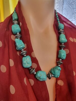 Genuine Vintage Blue Turquoise Nugget Necklace