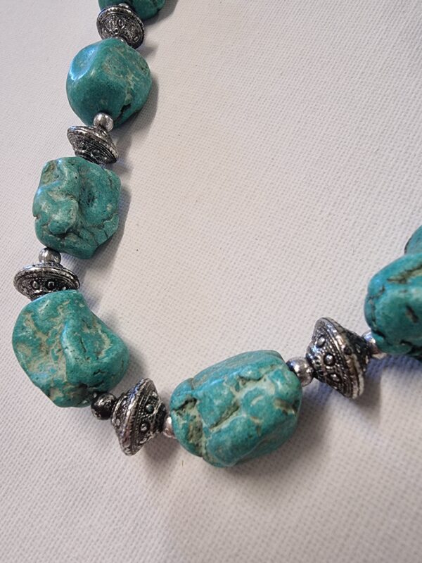 Genuine Vintage sky Blue Turquoise Nugget Necklace