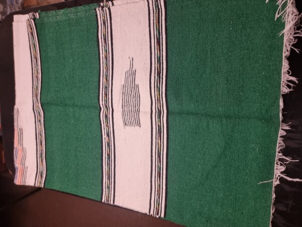 Handmade Moroccan Wool Green Creme Black Mat