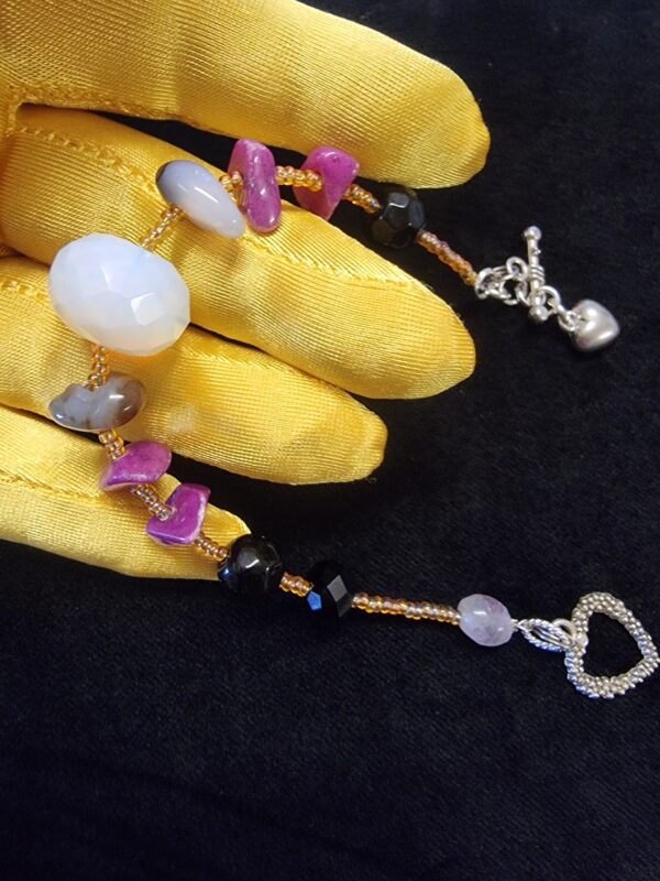 Yellow Quartz Purple Agate Crystal Necklace - Image 4