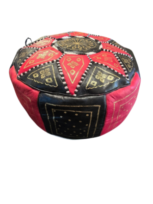 Red & Black Leather Ottoman