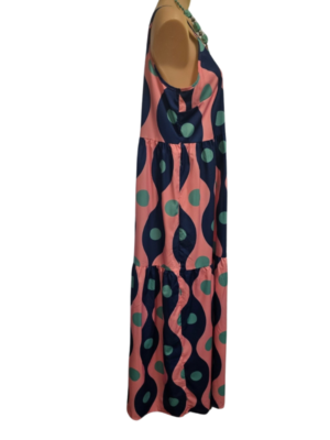 Pink Singlet Green & Blue Spot Summer Dress