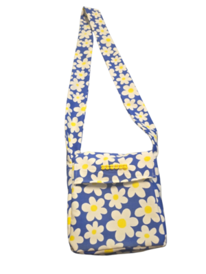 Blue & Yellow Daisy Cotton Designer Crossbody Bag