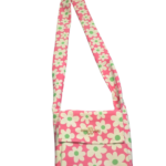 Pink & Green Daisy Cotton Designer Crossbody Bag