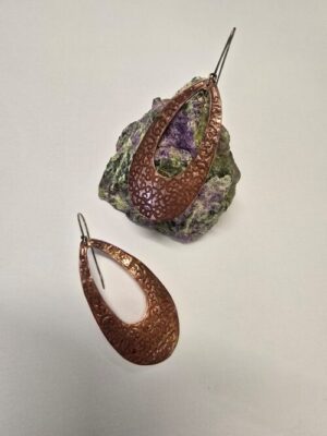 Copper Hoop Embossed Handmade Earrings