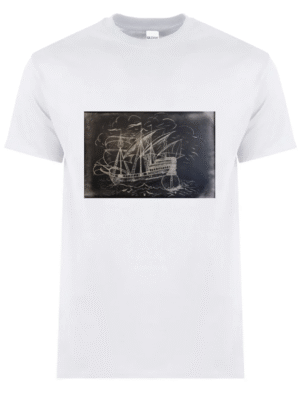 Silver Sailing Ship White T’shirt
