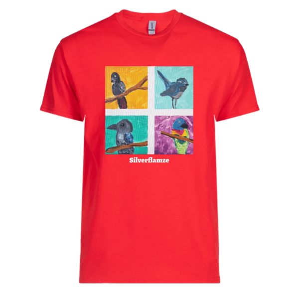 Australian Birds Red Cotton Tshirt