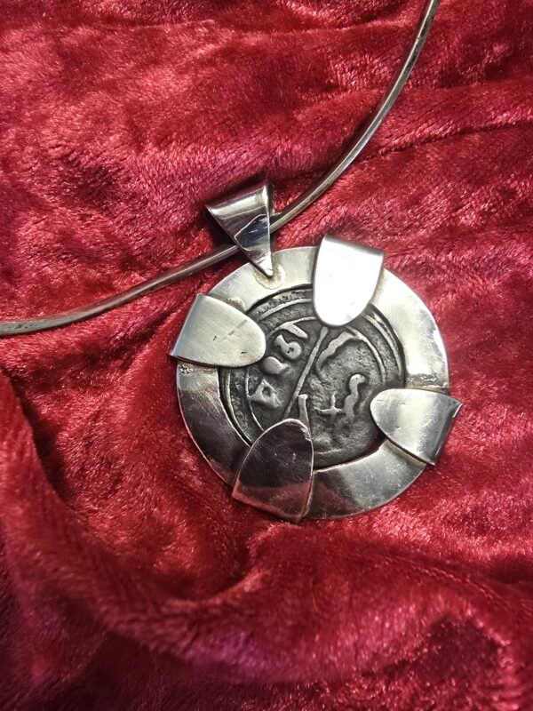 Star of David Coin Medallion Sterling silver Collar necklace
