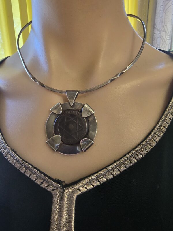 Star of David Coin Medallion Sterling silver Collar necklace