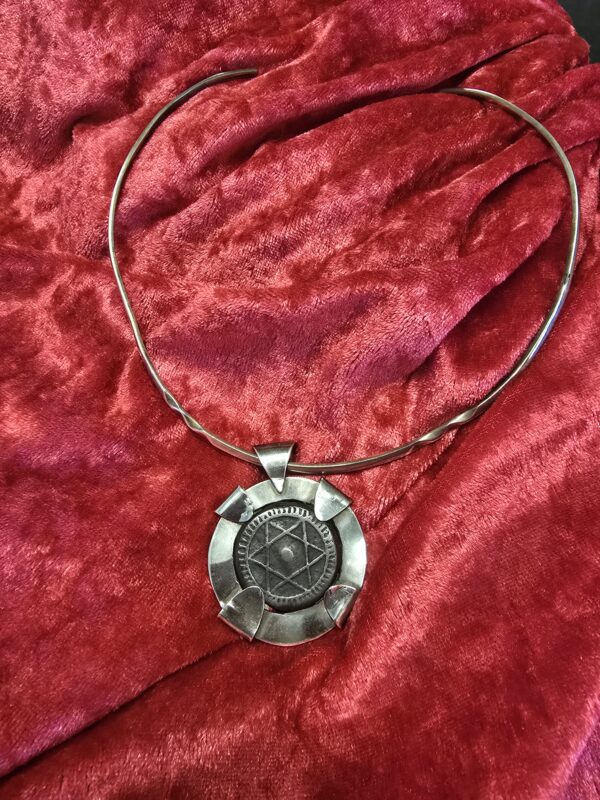 Star of David Coin Medallion Sterling silver Collar necklace