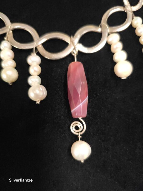 Freshwater Pearl Sterling Silver Infinity Necklace