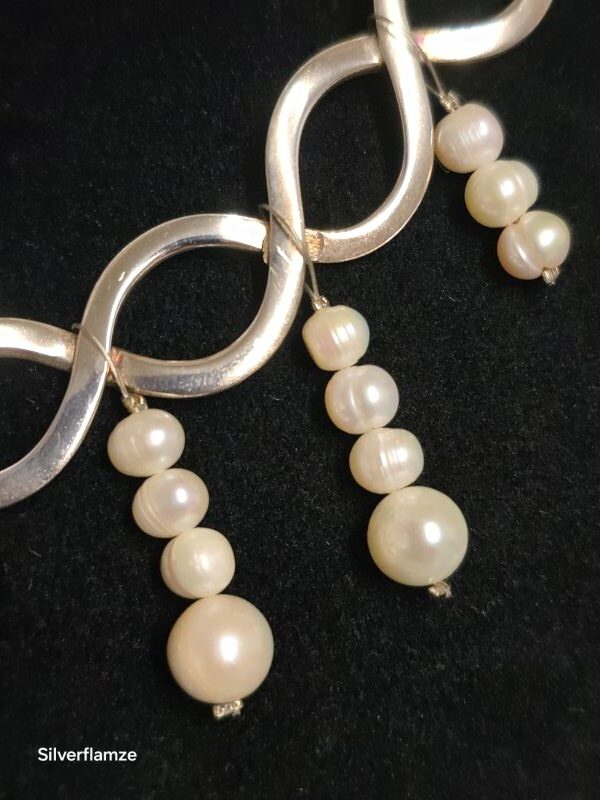 Freshwater Pearl Sterling Silver Infinity Necklace - Image 7