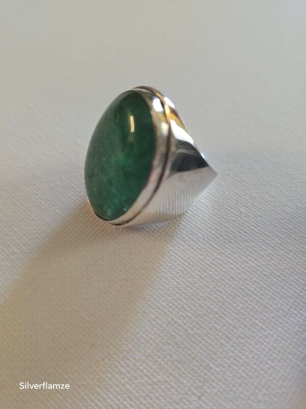Green Aventurine Cabochon Sterling Silver Ring - Image 3