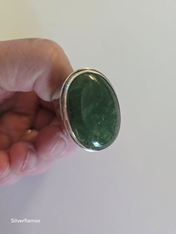 Green Aventurine Cabochon Sterling Silver Ring
