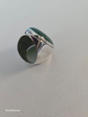 Green Aventurine Cabochon Sterling Silver Ring