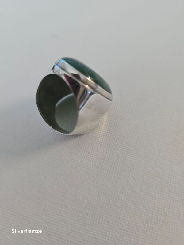 Green Aventurine Cabochon Sterling Silver Ring