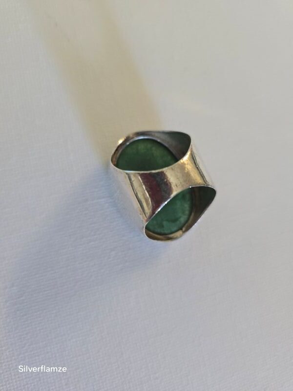 Green Aventurine Cabochon Sterling Silver Ring