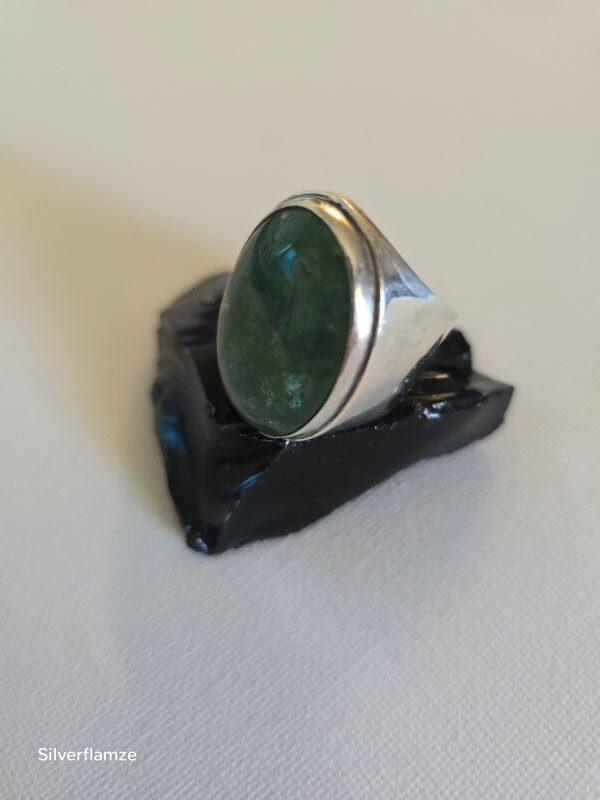 Green Aventurine Cabochon Sterling Silver Ring - Image 6