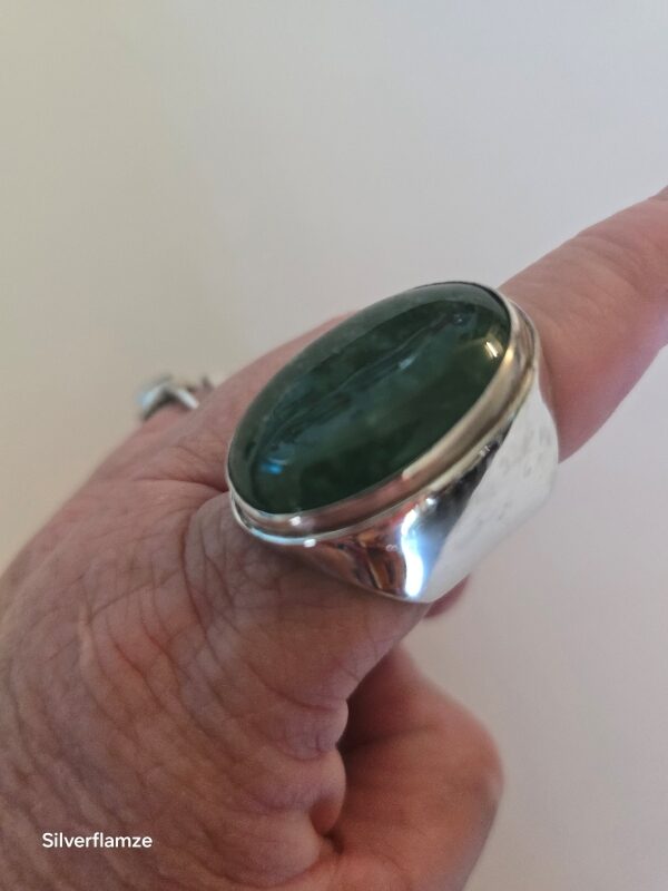 Green Aventurine Cabochon Sterling Silver Ring