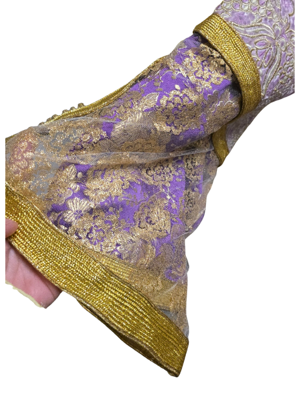 Lilac Velvet Gold Embroided Moroccan Kaftan