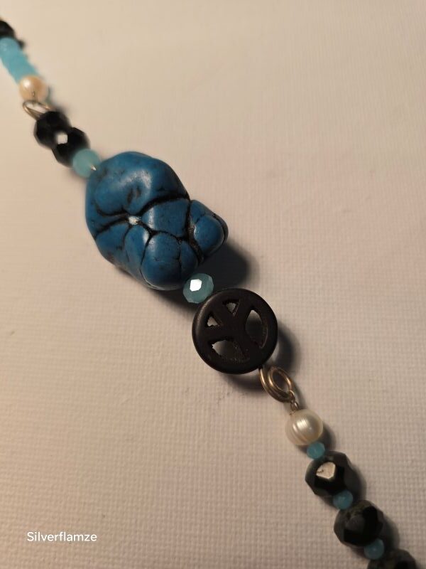 Peace Blue Crystal Ceramic Focal Bead Necklace - Image 6