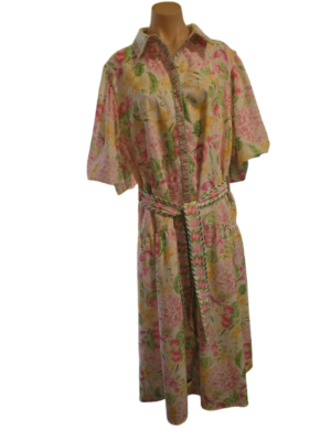 Pretty Floral Linen Garden Dress Size 18