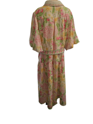 Pretty Floral Linen Garden Dress Size 18