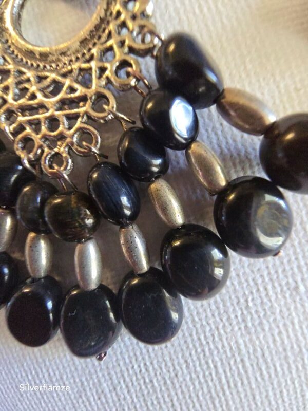 Blue Tiger Eye Bead Fashion Hook Earrings