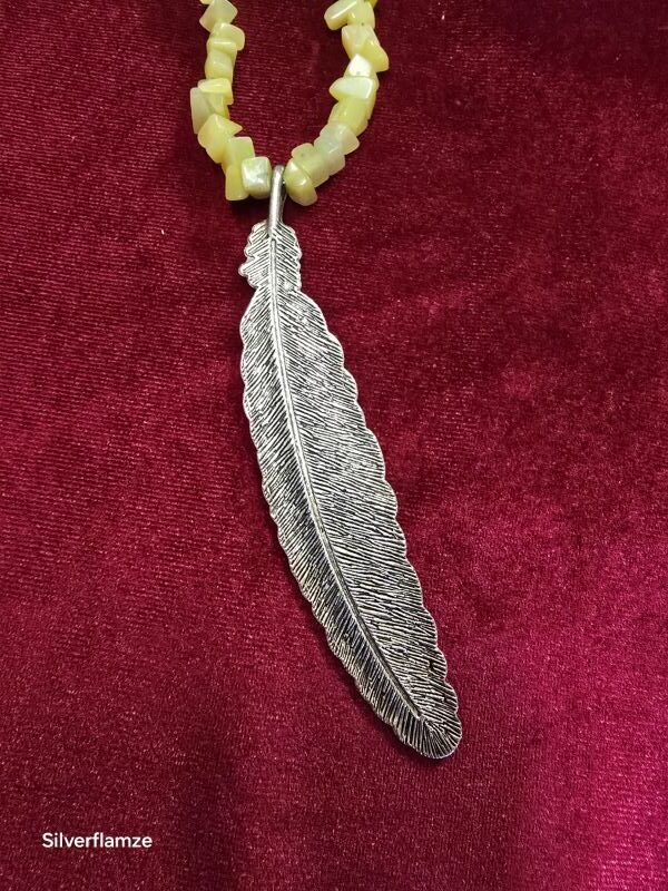 Lemon Jade Crystal Feather Beaded Necklace - Image 5