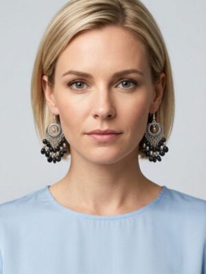 Blue Tiger Eye Bead Fashion Hook Earrings