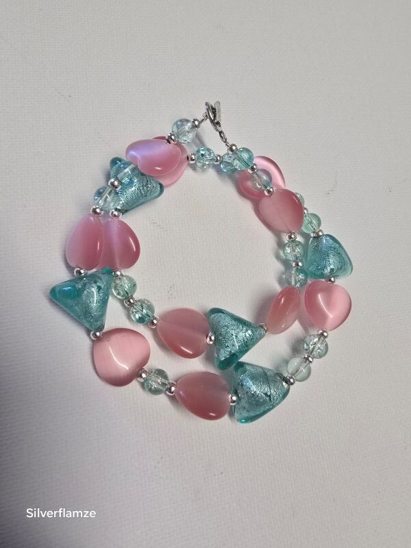 Blue Foil Glass Bead Bracelet - Image 3