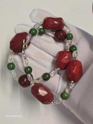 Brown Ceramic Green Bead Bracelet