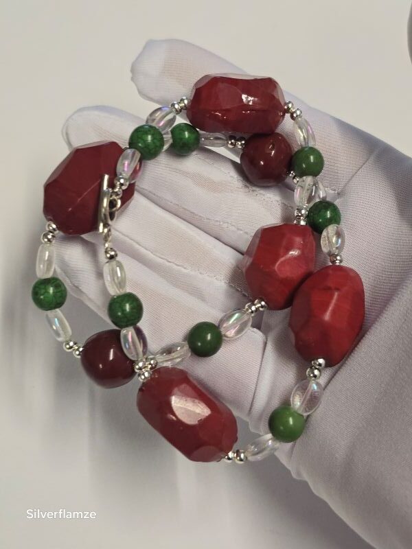 Brown Ceramic Green Bead Bracelet - Image 2