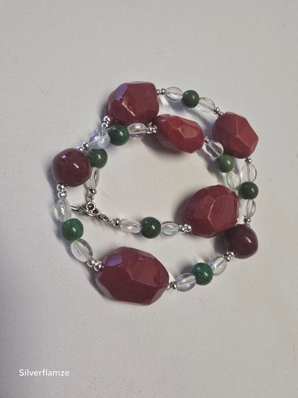 Brown Ceramic Green Bead Bracelet
