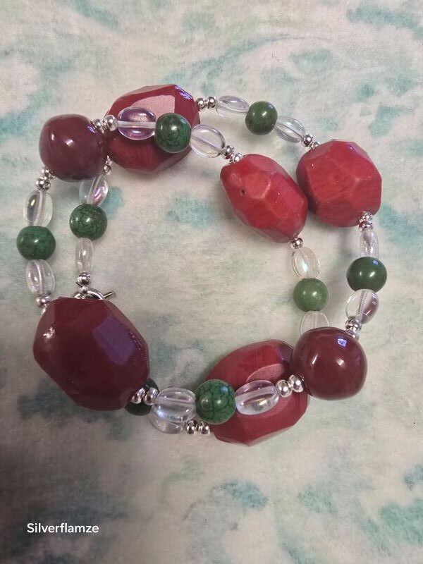 Brown Ceramic Green Bead Bracelet